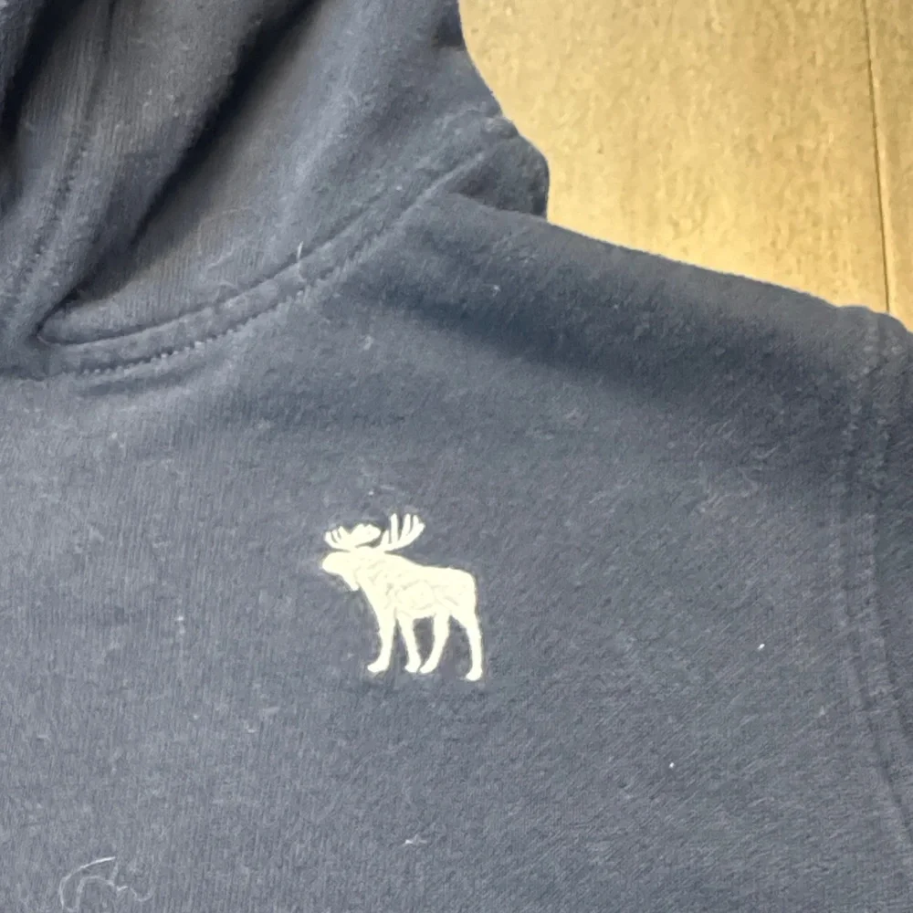 Abercrombie Kids Navy Blue Moose Logo Pullover Hoodie Size 13/14